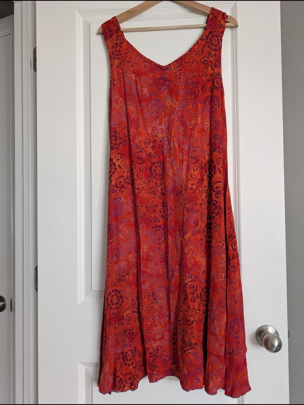VTG 90s Nomadic Traders Orange Floral Maxi Dress | Adjustable Chest | Size S